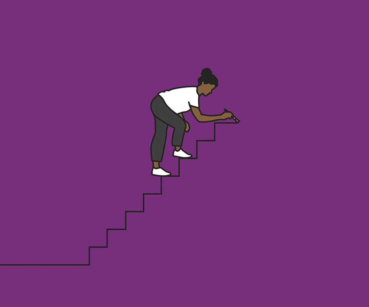 Illustration of a person climbing steps