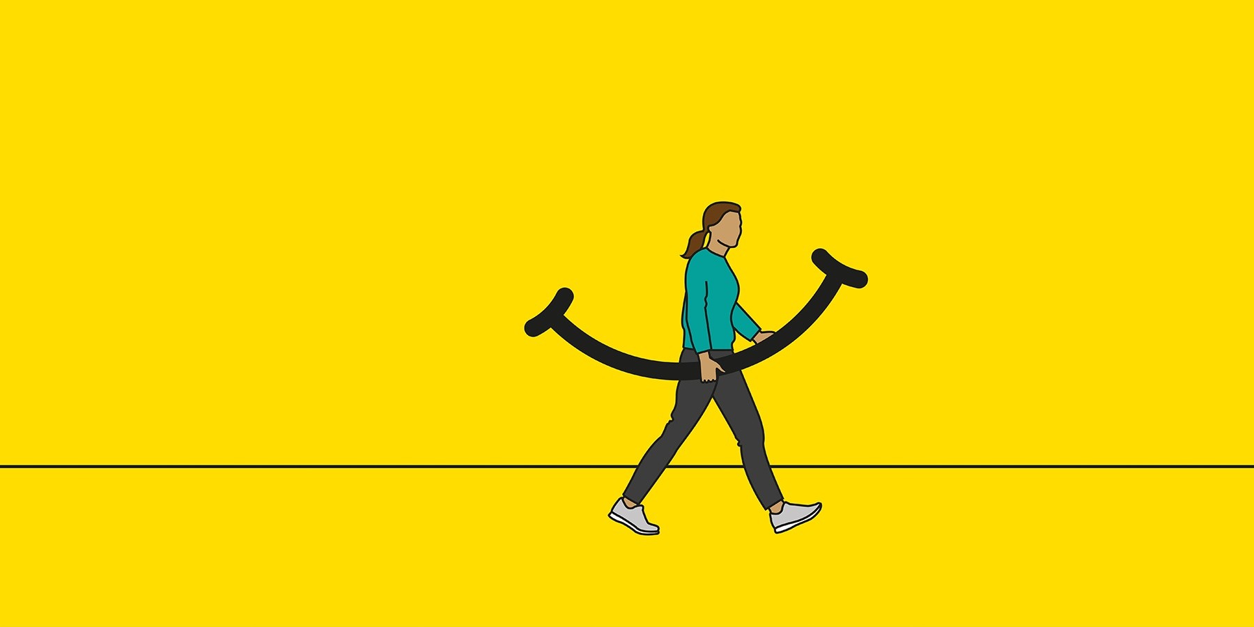 Illustration of a person carrying a smile
