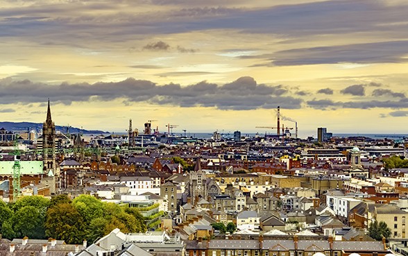 Aerial view of Dublin cityscape
